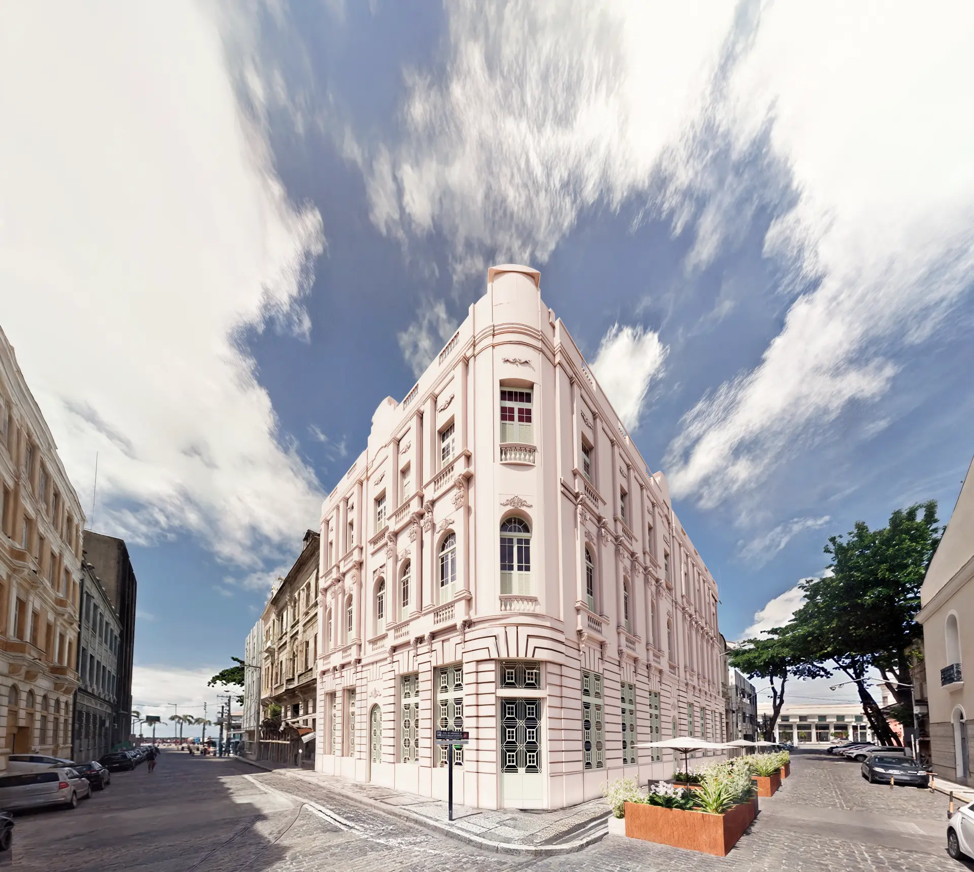 Facade of the historic NERD building in Bairro do Recife, home of Porto Digital